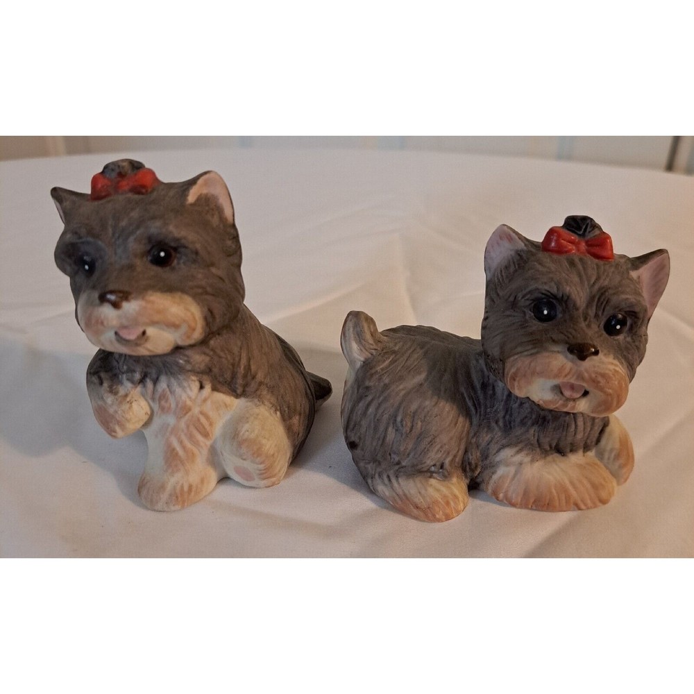 VINTAGE HOMCO Terrier Yorkies Puppies Dogs  Figurines Set of 2